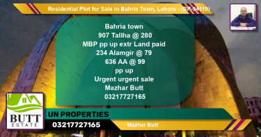 Residential Plot for Sale in Bahria Town, Lahore - (BP-94119)