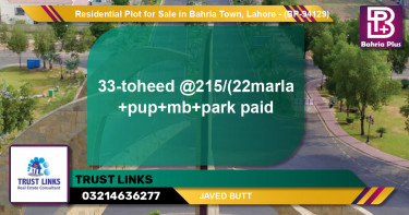 Residential Plot for Sale in Bahria Town, Lahore - (BP-94129)