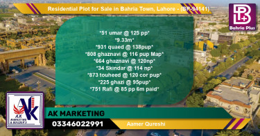 Residential Plot for Sale in Bahria Town, Lahore - (BP-94141)