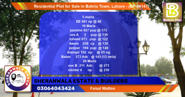Residential Plot for Sale in Bahria Town, Lahore - (BP-94147)