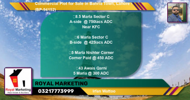 Commercial Plot for Sale in Bahria Town, Lahore - (BP-94152)