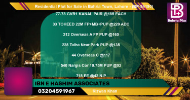 Residential Plot for Sale in Bahria Town, Lahore - (BP-94190)