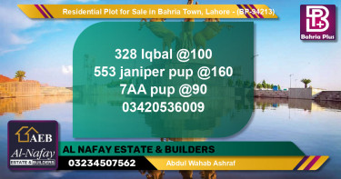 Residential Plot for Sale in Bahria Town, Lahore - (BP-94213)