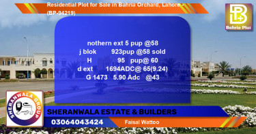 Residential Plot for Sale in Bahria Orchard, Lahore - (BP-94219)