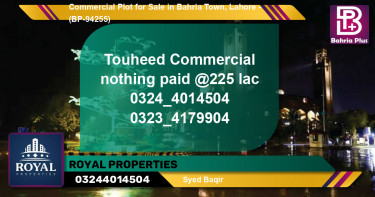 Commercial Plot for Sale in Bahria Town, Lahore - (BP-94255)