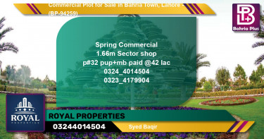 Commercial Plot for Sale in Bahria Town, Lahore - (BP-94259)
