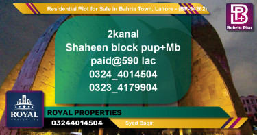 Residential Plot for Sale in Bahria Town, Lahore - (BP-94262)