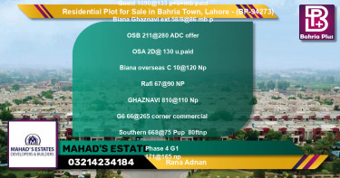Residential Plot for Sale in Bahria Town, Lahore - (BP-94273)