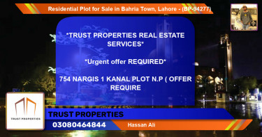 Residential Plot for Sale in Bahria Town, Lahore - (BP-94277)