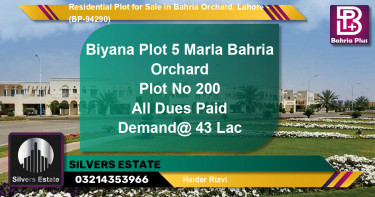 Residential Plot for Sale in Bahria Orchard, Lahore - (BP-94290)