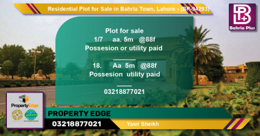 Residential Plot for Sale in Bahria Town, Lahore - (BP-94293)