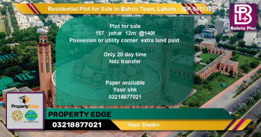 Residential Plot for Sale in Bahria Town, Lahore - (BP-94313)