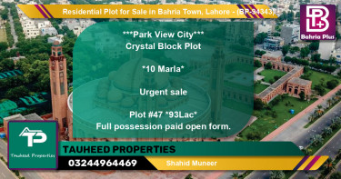 Residential Plot for Sale in Bahria Town, Lahore - (BP-94343)