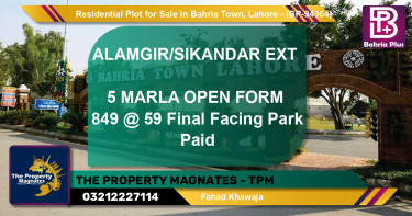 Residential Plot for Sale in Bahria Town, Lahore - (BP-94364)
