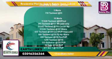 Residential Plot for Sale in Bahria Town, Lahore - (BP-94367)