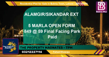 Residential Plot for Sale in Bahria Town, Lahore - (BP-94396)