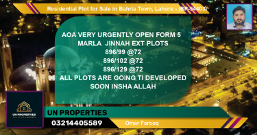 Residential Plot for Sale in Bahria Town, Lahore - (BP-94403)