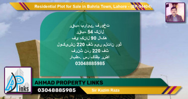 Residential Plot for Sale in Bahria Town, Lahore - (BP-94404)