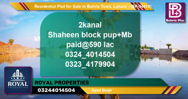 Residential Plot for Sale in Bahria Town, Lahore - (BP-94418)