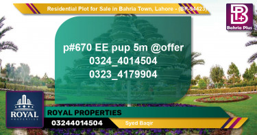 Residential Plot for Sale in Bahria Town, Lahore - (BP-94423)