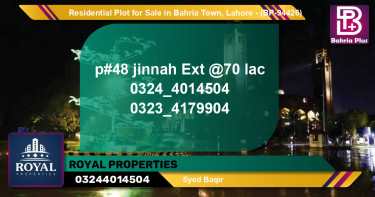 Residential Plot for Sale in Bahria Town, Lahore - (BP-94426)