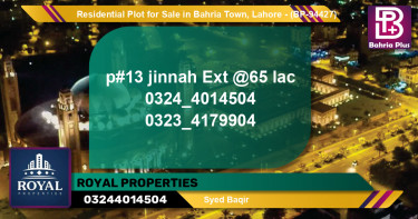 Residential Plot for Sale in Bahria Town, Lahore - (BP-94427)