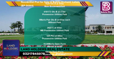 Residential Plot for Sale in Bahria Orchard, Lahore - (BP-94444)