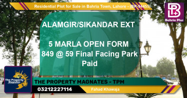 Residential Plot for Sale in Bahria Town, Lahore - (BP-94455)