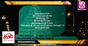 Residential Plot for Sale in Bahria Town, Lahore - (BP-94463)