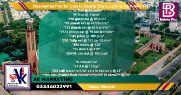 Residential Plot for Sale in Bahria Town, Lahore - (BP-94471)