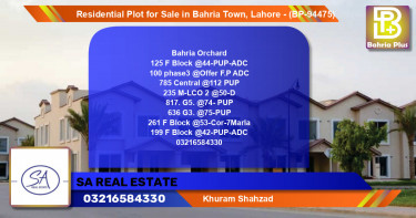 Residential Plot for Sale in Bahria Town, Lahore - (BP-94475)