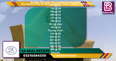 Residential Plot for Sale in Bahria Town, Lahore - (BP-94478)
