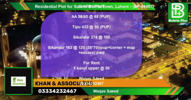 Residential Plot for Sale in Bahria Town, Lahore - (BP-94497)