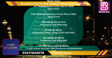 Residential Plot for Sale in Bahria Town, Lahore - (BP-94499)