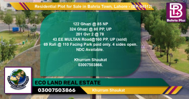 Residential Plot for Sale in Bahria Town, Lahore - (BP-94512)