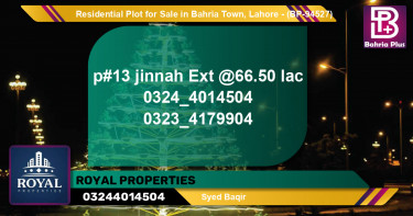 Residential Plot for Sale in Bahria Town, Lahore - (BP-94527)