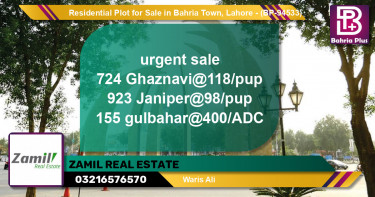 Residential Plot for Sale in Bahria Town, Lahore - (BP-94533)