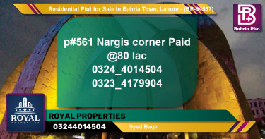 Residential Plot for Sale in Bahria Town, Lahore - (BP-94537)