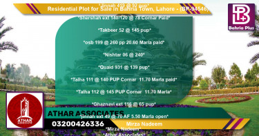 Residential Plot for Sale in Bahria Town, Lahore - (BP-94546)