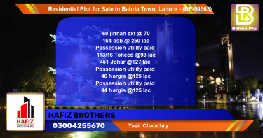 Residential Plot for Sale in Bahria Town, Lahore - (BP-94563)