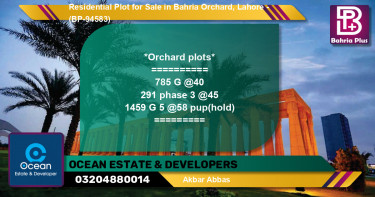 Residential Plot for Sale in Bahria Orchard, Lahore - (BP-94583)