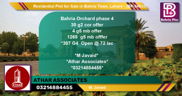 Residential Plot for Sale in Bahria Town, Lahore - (BP-94632)