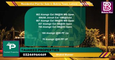 Residential Plot for Sale in Bahria Town, Lahore - (BP-94637)