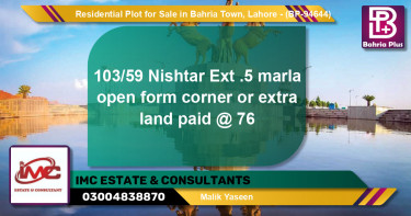 Residential Plot for Sale in Bahria Town, Lahore - (BP-94644)