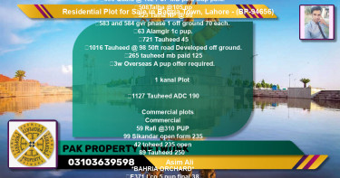 Residential Plot for Sale in Bahria Town, Lahore - (BP-94656)
