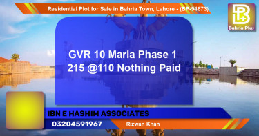 Residential Plot for Sale in Bahria Town, Lahore - (BP-94673)