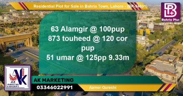 Residential Plot for Sale in Bahria Town, Lahore - (BP-94691)