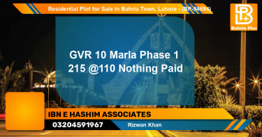 Residential Plot for Sale in Bahria Town, Lahore - (BP-94694)