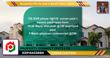 Residential Plot for Sale in Bahria Town, Lahore - (BP-94698)