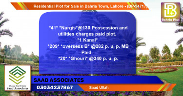Residential Plot for Sale in Bahria Town, Lahore - (BP-94717)